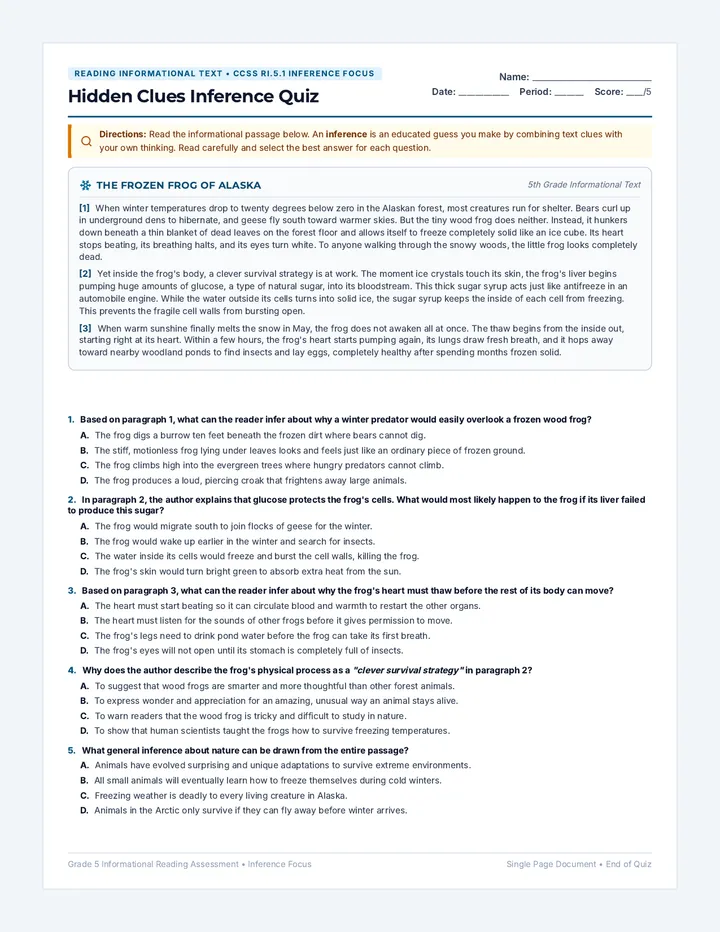 Hidden Clues Inference Quiz
