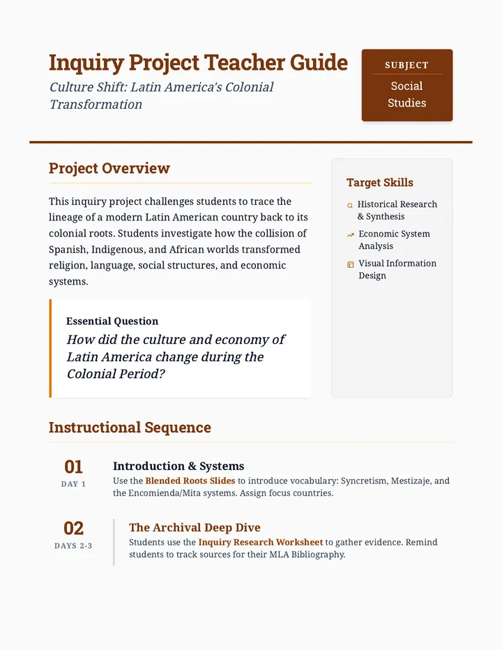 Inquiry Project Teacher Guide