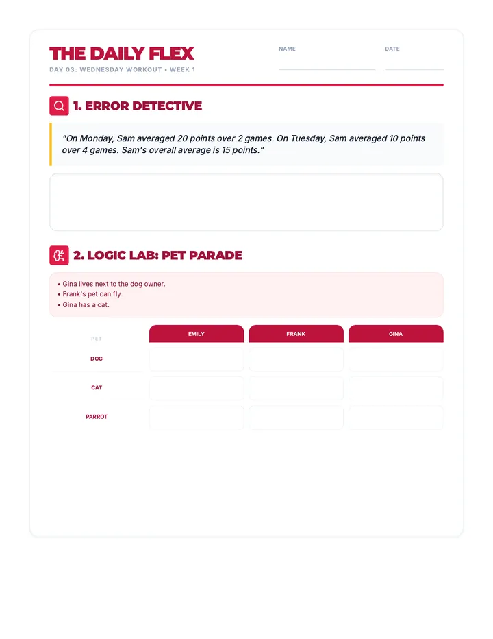 Day 3 Morning Flex Worksheet