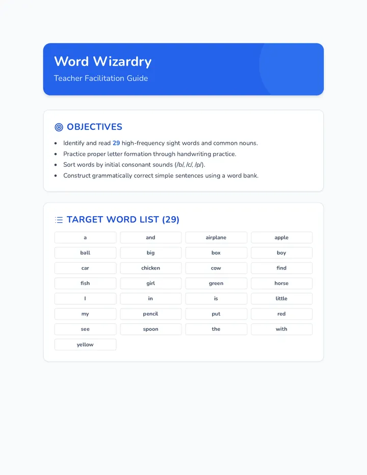 Word Wizardry Teacher Guide