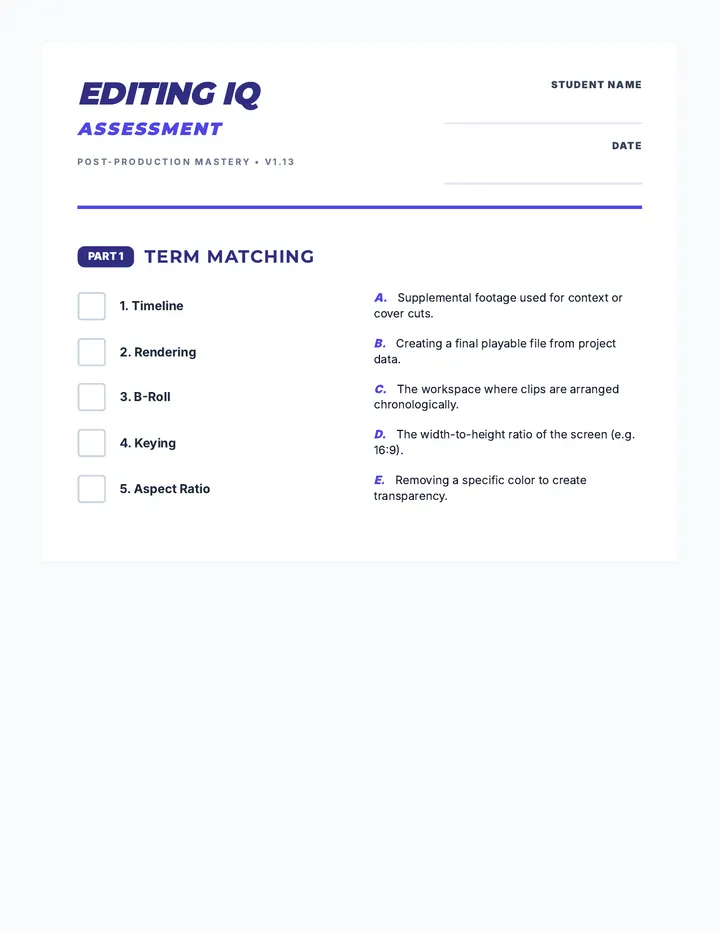 Editing IQ Quiz