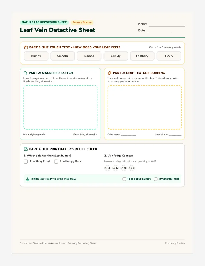 Leaf Detective Activity Sheet