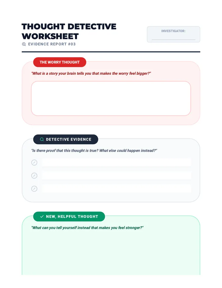 Thought Reframe Worksheet Activity