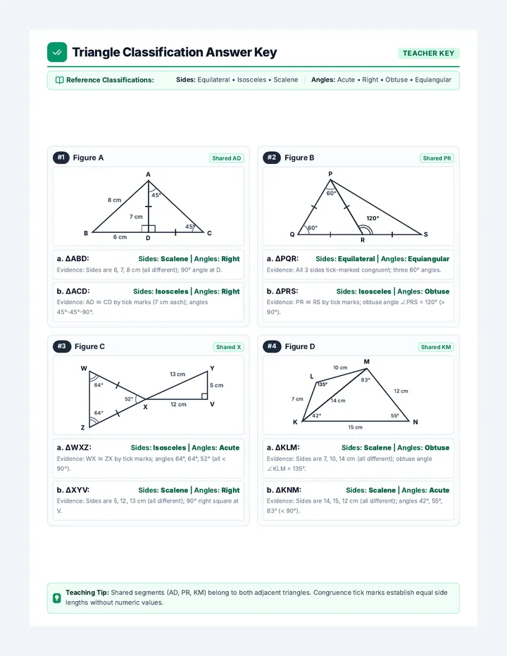 Triangle Classification Answer Key