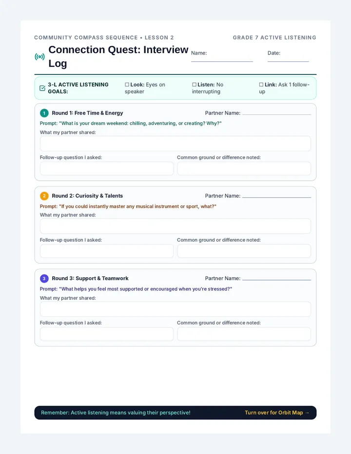 Connection Quest Worksheet