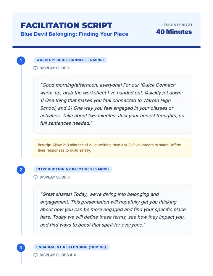 Blue Devil Belonging Script