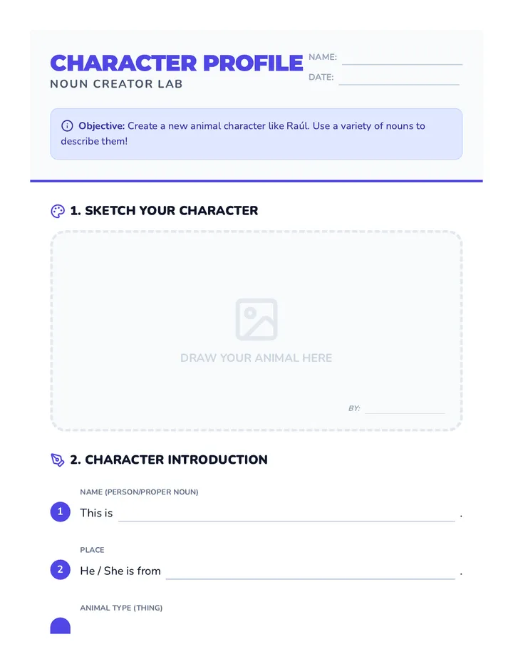 Character Profile Worksheet