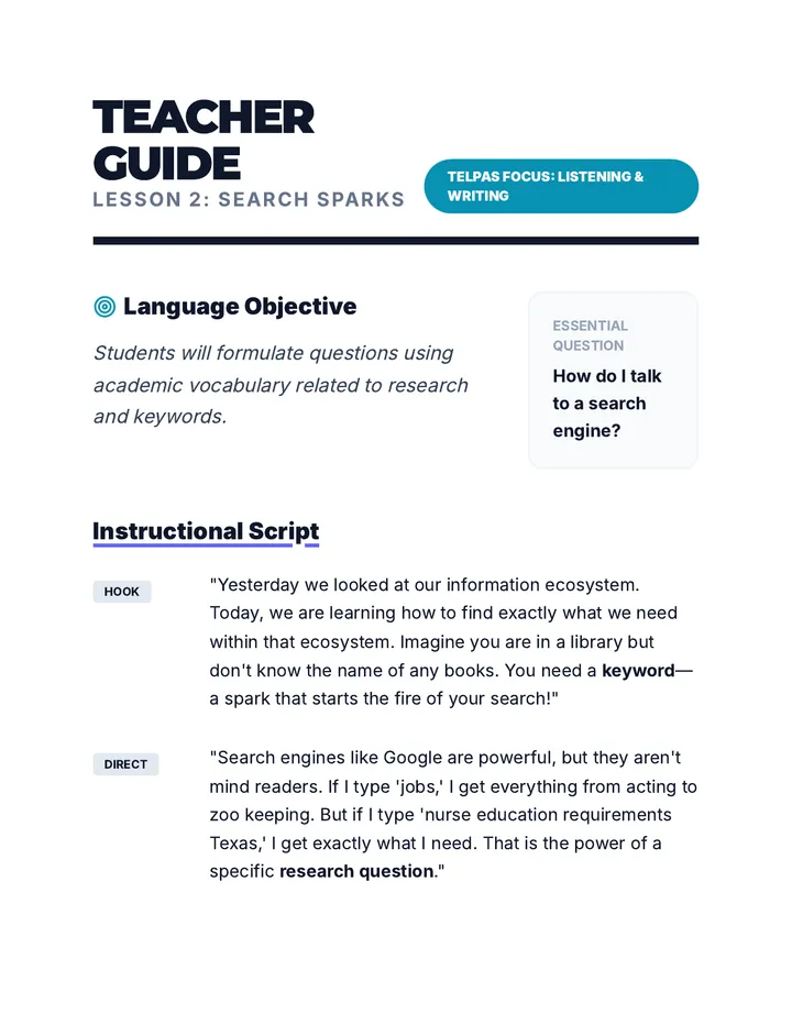 Search Sparks Teacher Guide