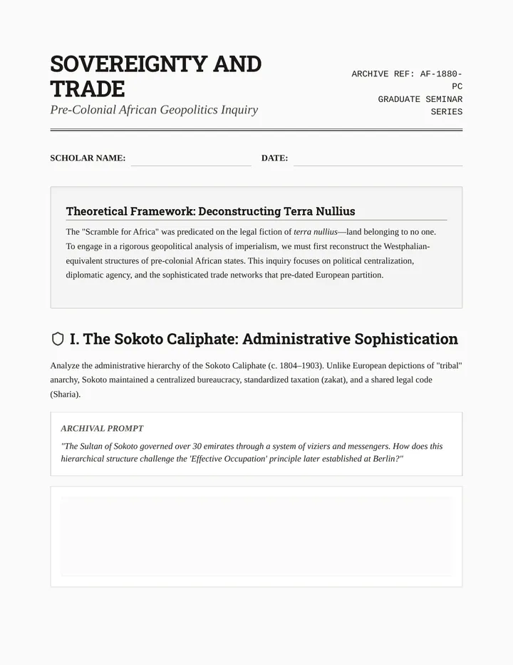 Sovereignty and Trade Inquiry Worksheet