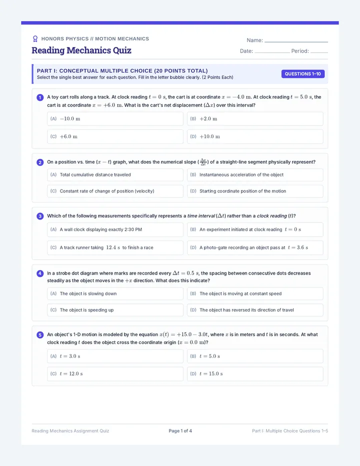 Reading Mechanics Quiz