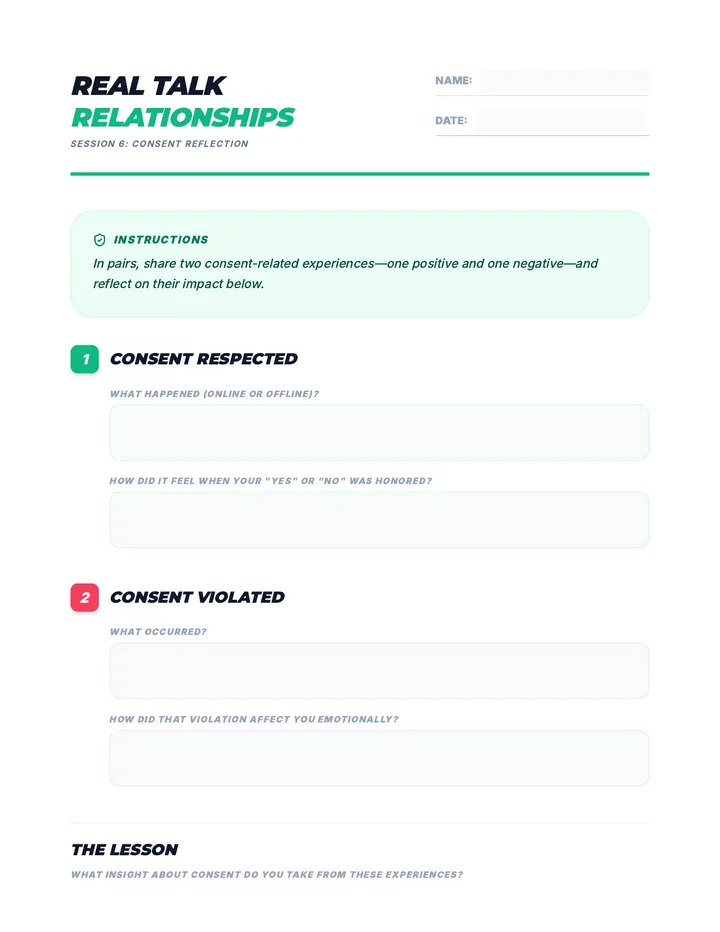 Consent Reflection Worksheet