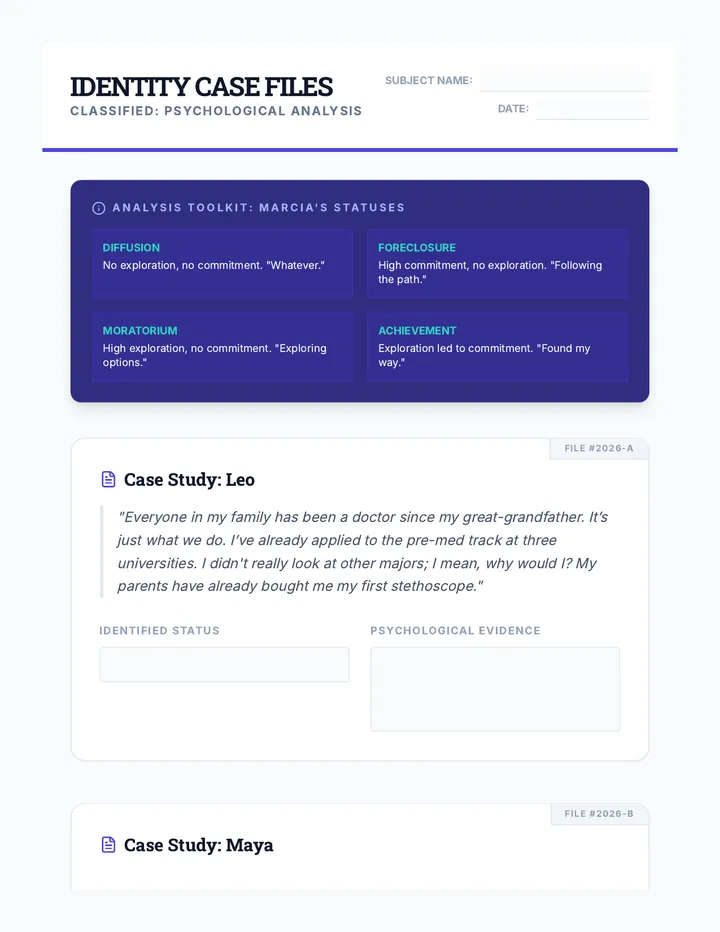 Identity Case Files Worksheet
