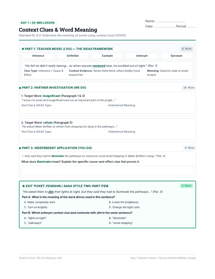 Context Clues Worksheet