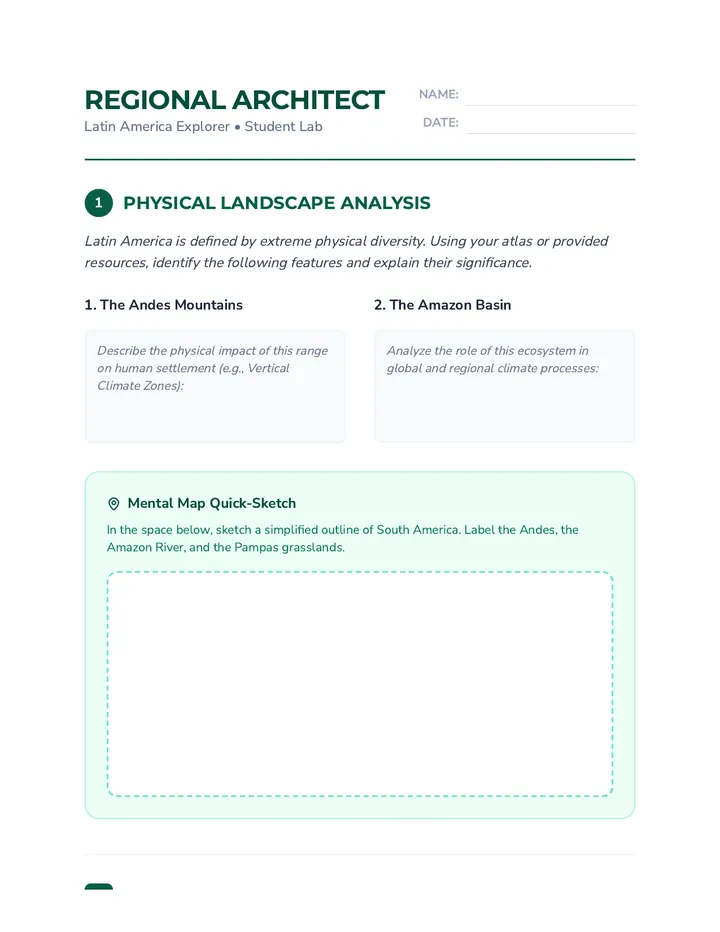 Regional Architect Worksheet