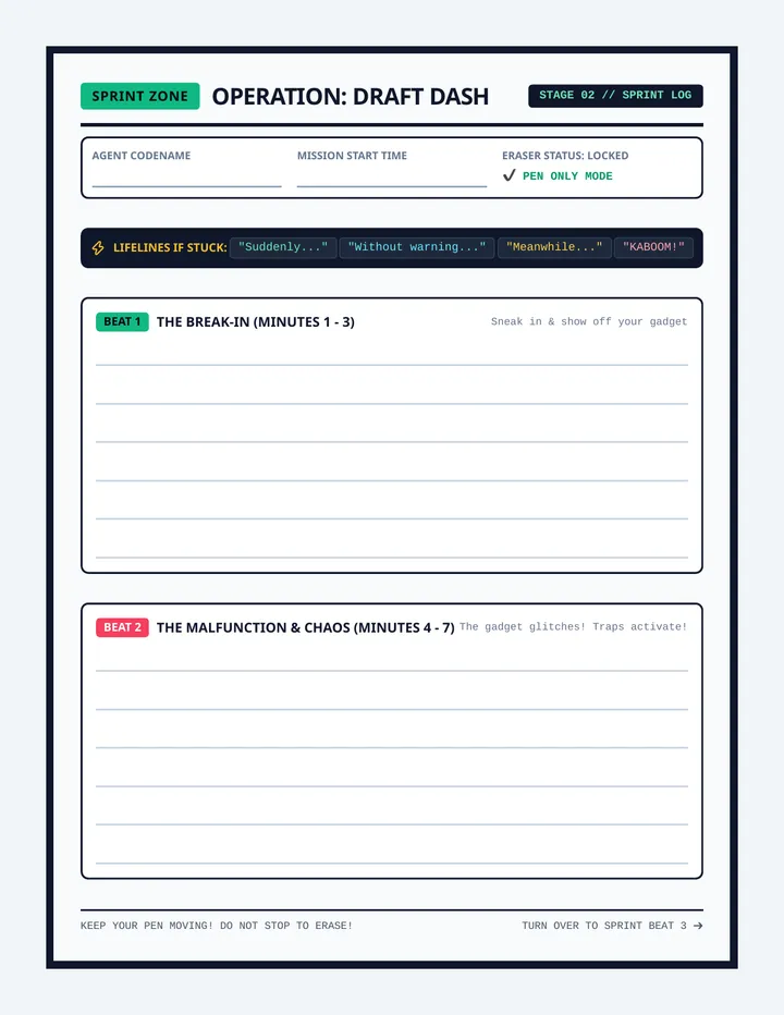 Mission Sprint Worksheet