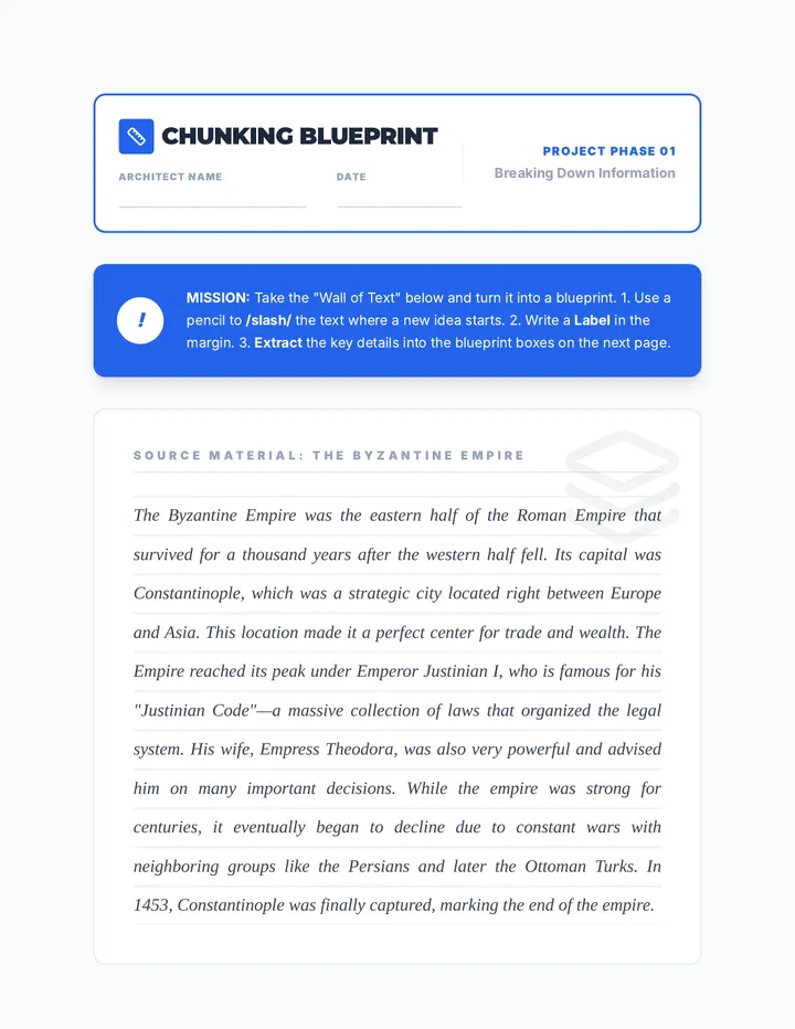 Chunking Blueprint Worksheet
