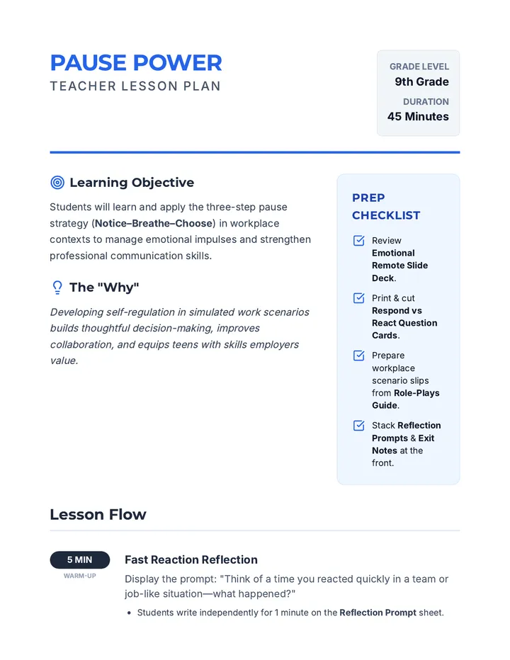 Pause Power Teacher Plan
