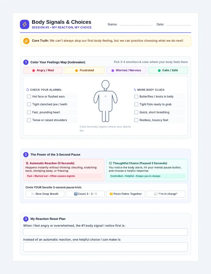 Body Signal Choice Worksheet