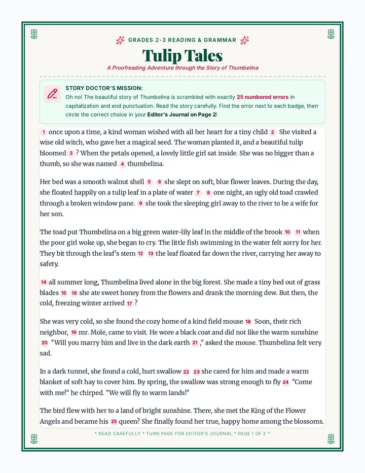 Tulip Tales Worksheet