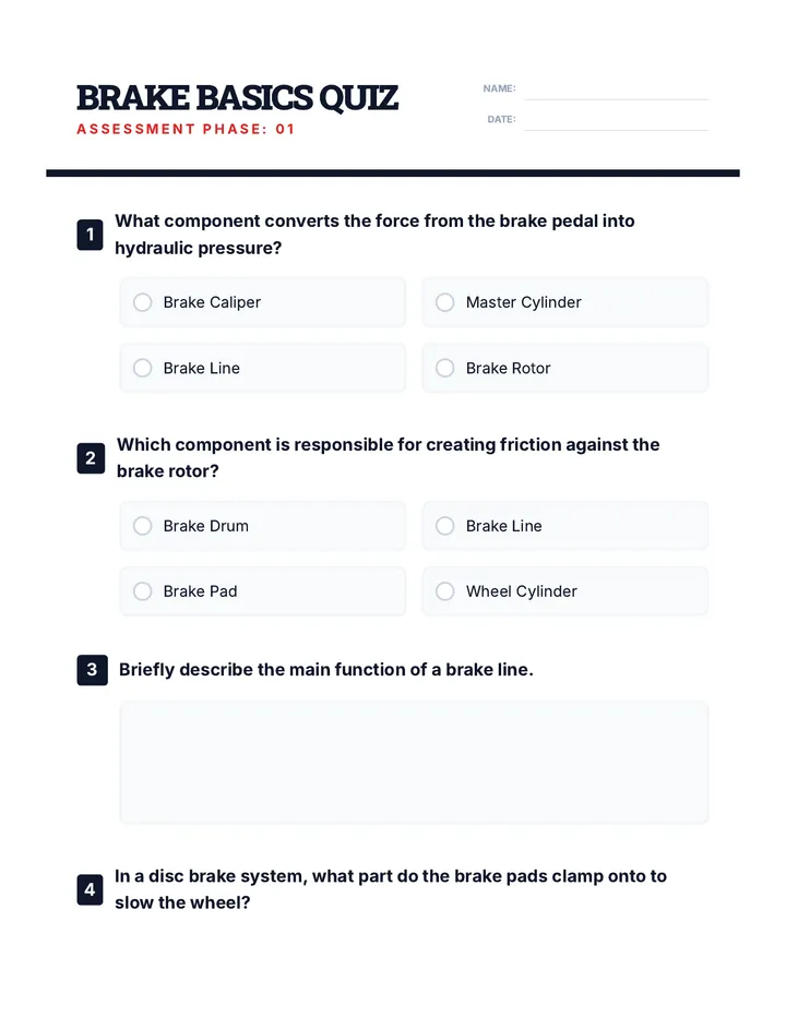 Brake Basics Quiz