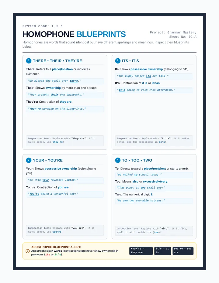 Homophone Blueprint Anchor Chart