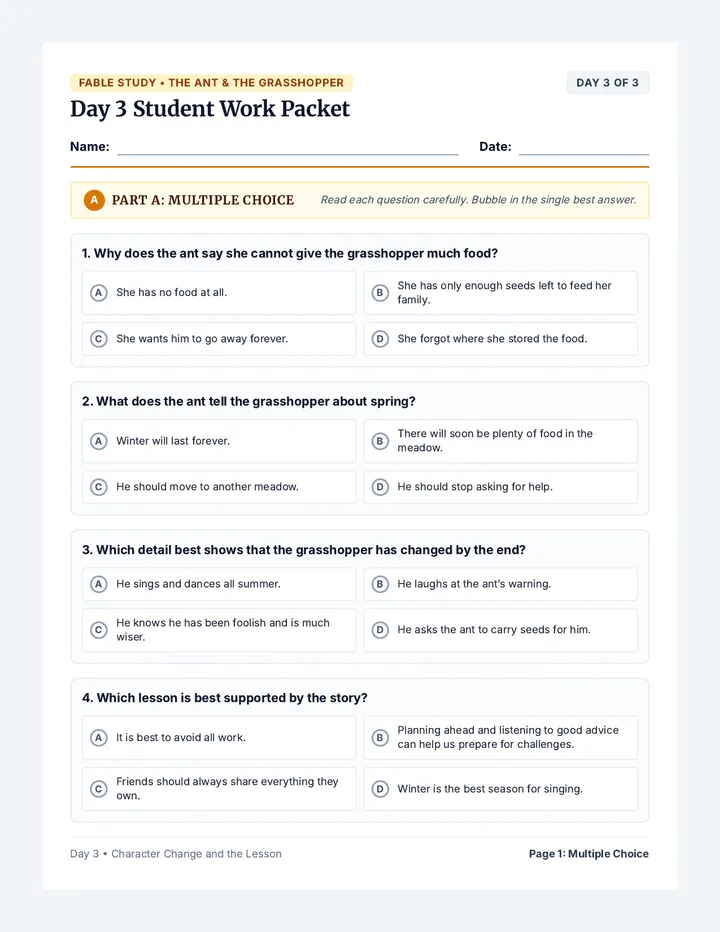 Wisdom and Change Student Packet