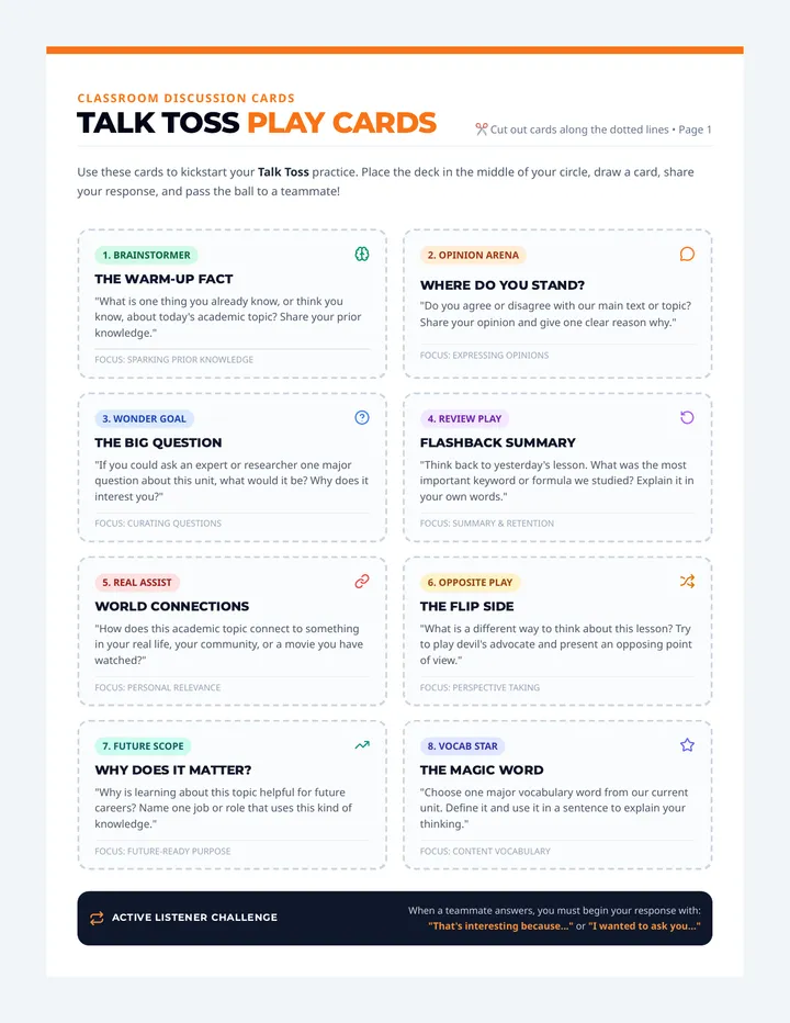 Convo Cards Worksheet