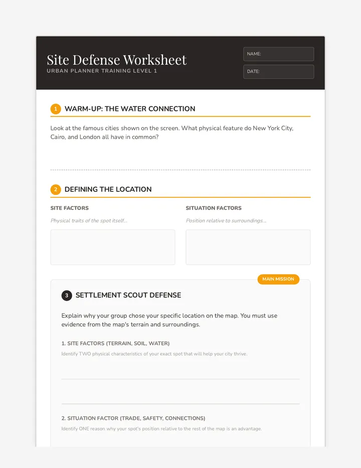 Site Defense Worksheet
