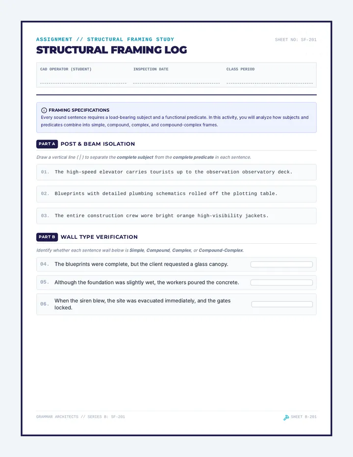 Structural Framing Worksheet