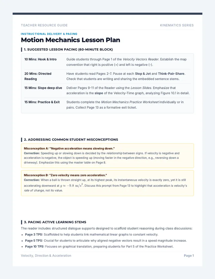 Motion Mechanics Teacher Guide