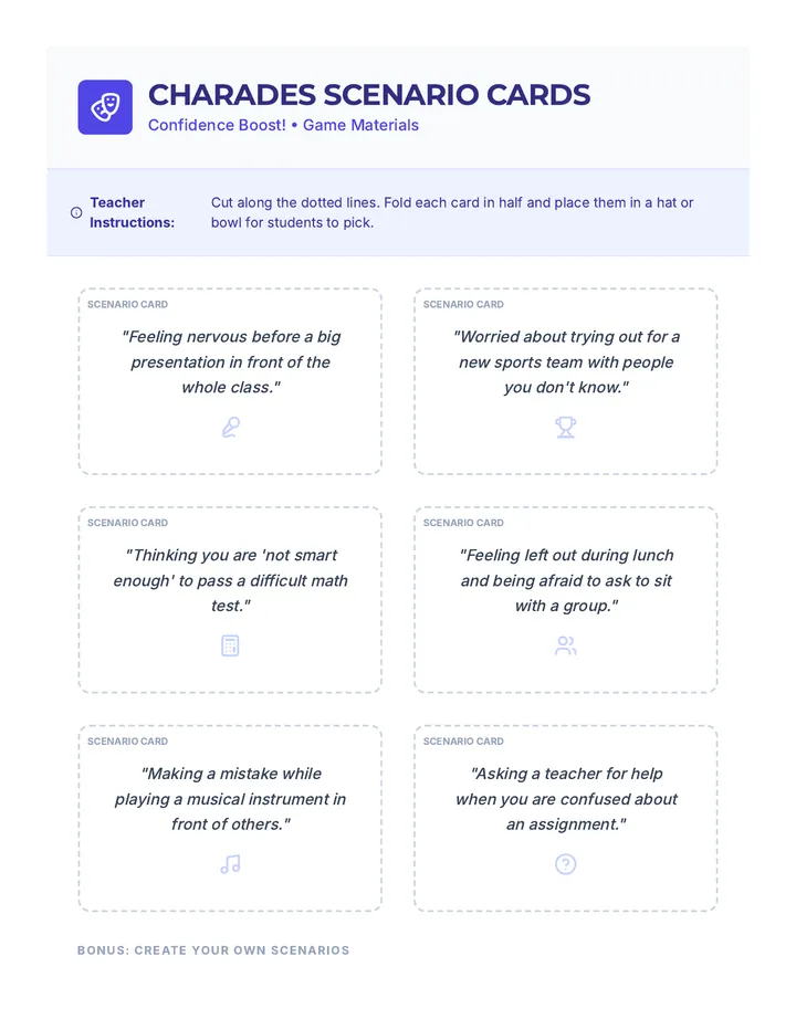 Confidence Scenario Cards Printable