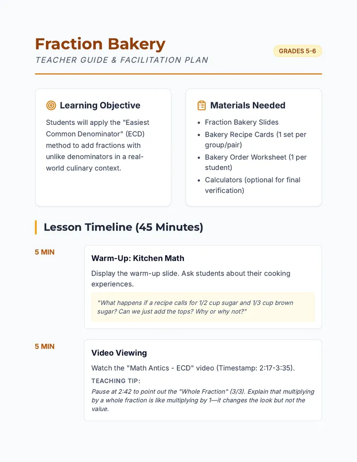 Bakery Teacher Guide