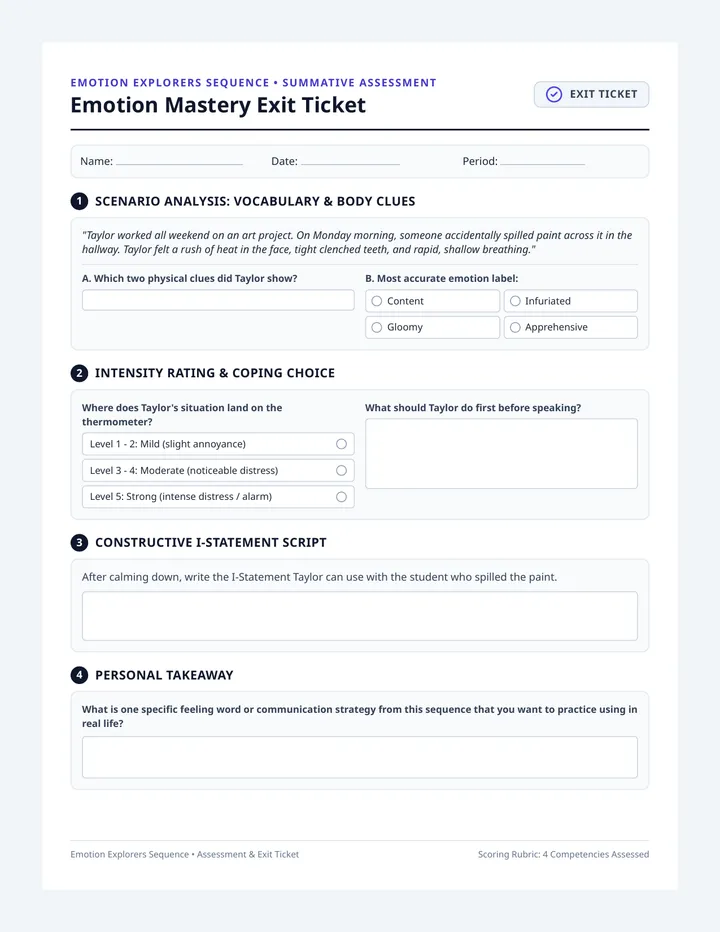Emotion Mastery Exit Ticket