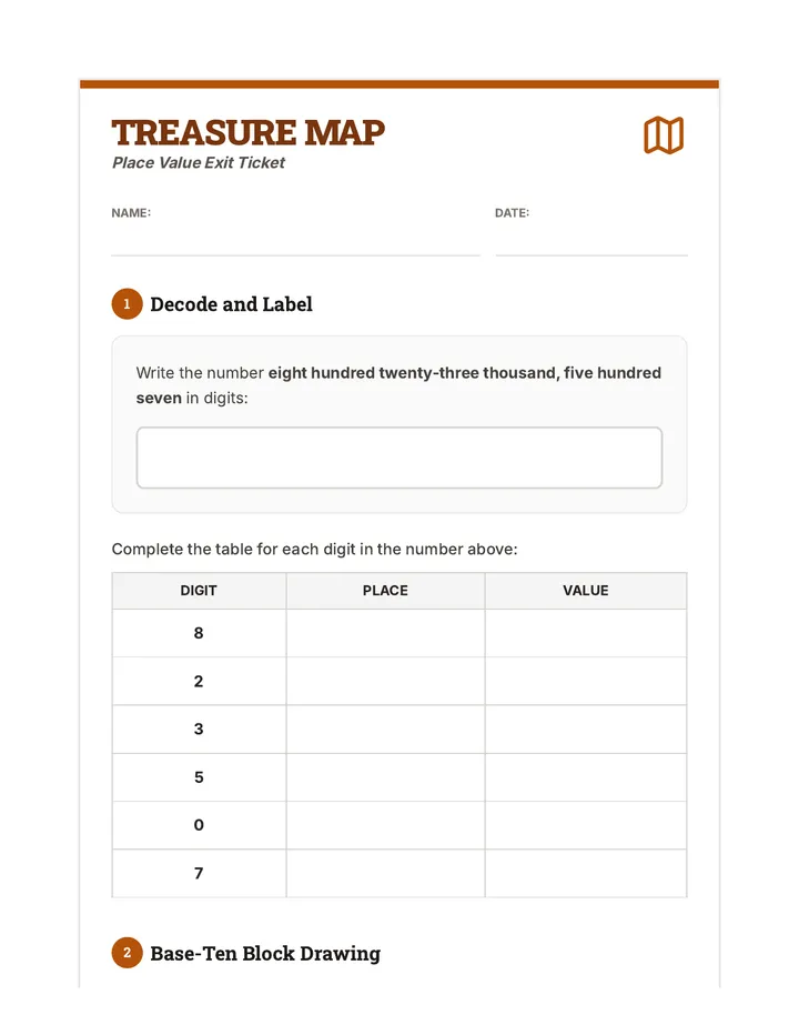 Treasure Map Exit Ticket