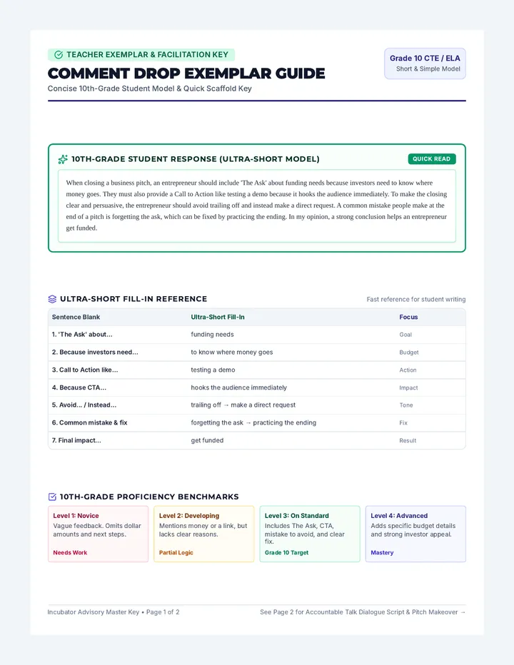 Comment Drop Exemplar Guide