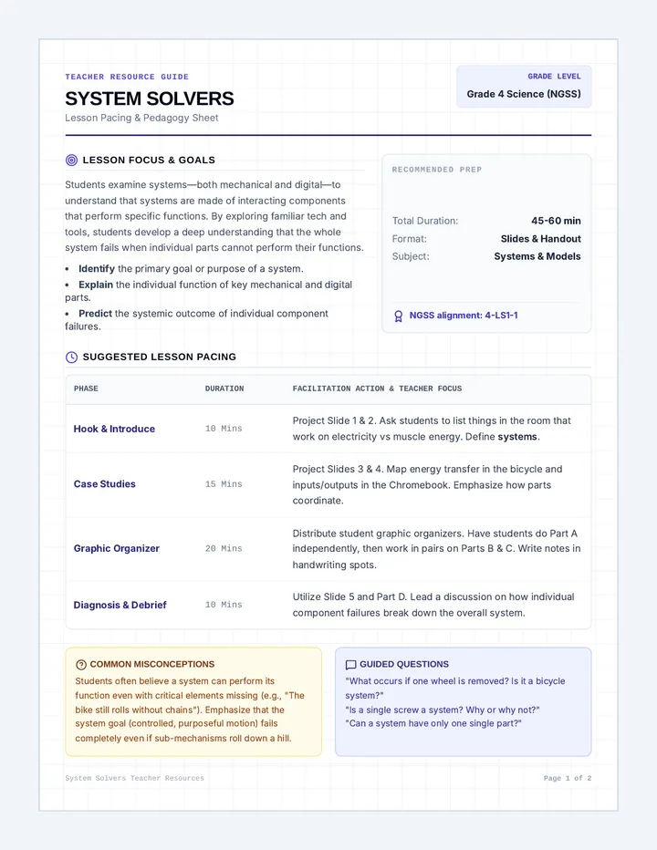 System Solvers Teacher Guide