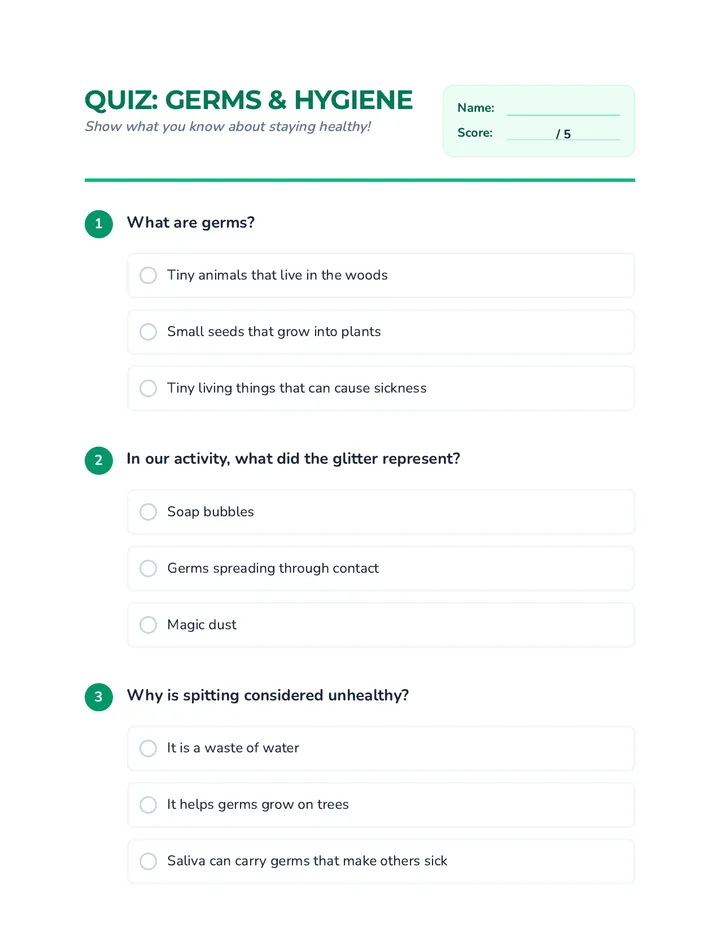 Germs and Hygiene Quiz