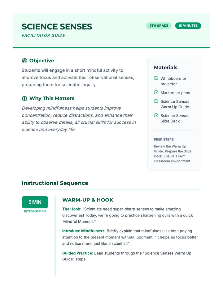 Science Senses Lesson Plan