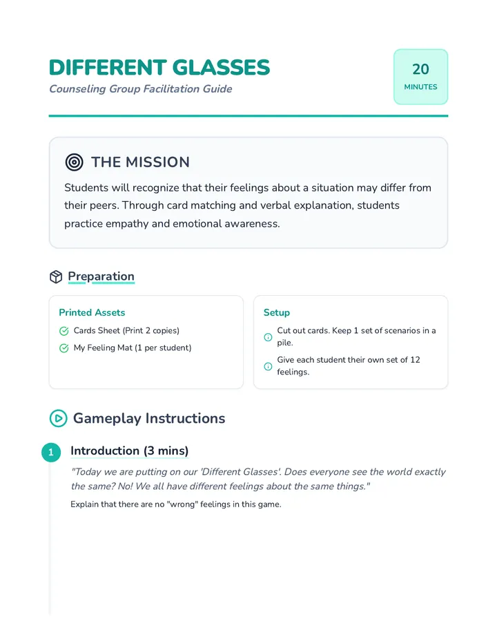 Different Glasses Facilitation Guide