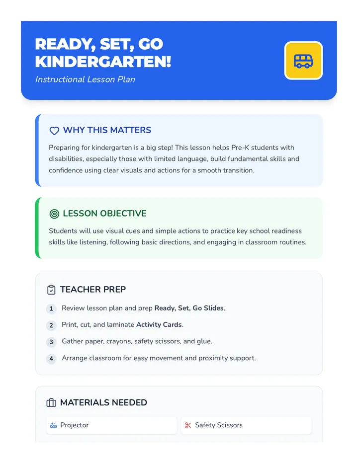 Ready Set Go Lesson Plan
