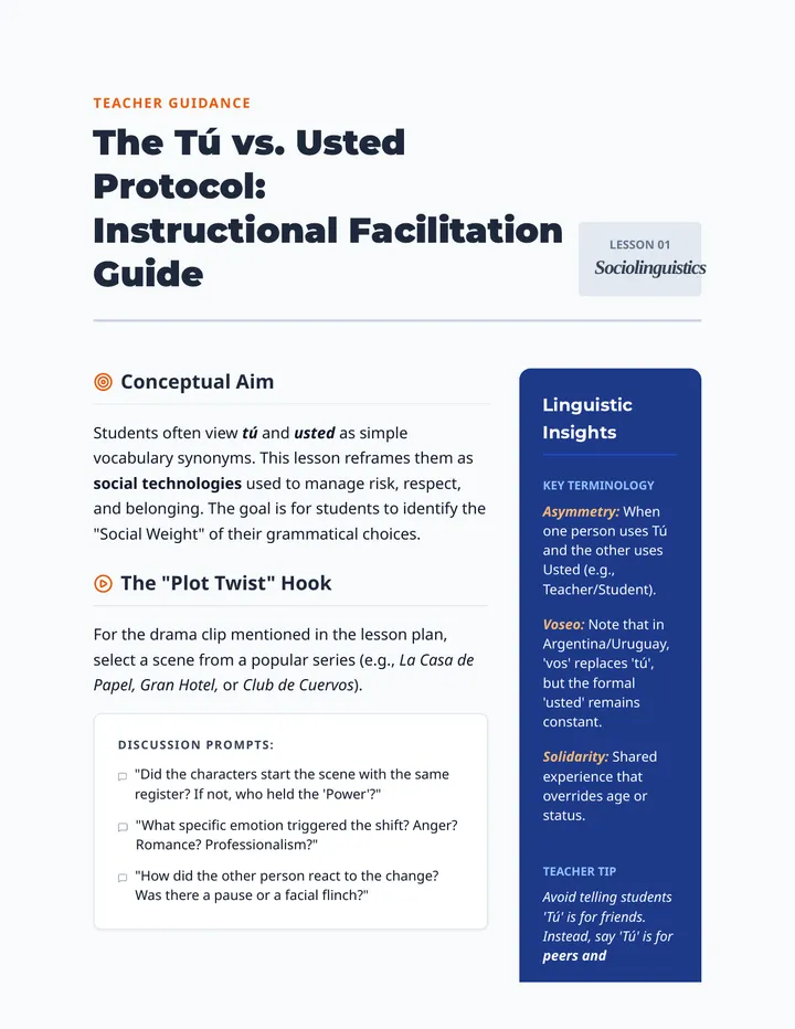 Tú vs Usted Teacher Guide