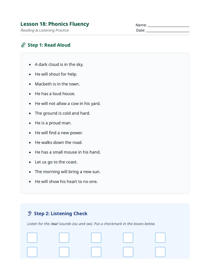Fluency Practice Handout L18