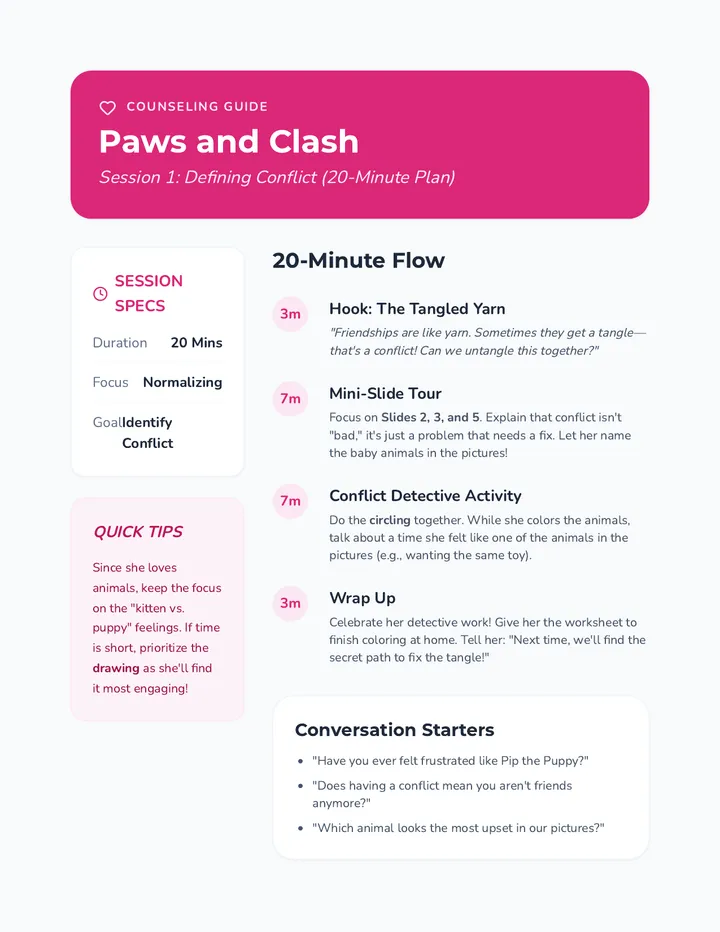 Paws and Clash Counseling Guide