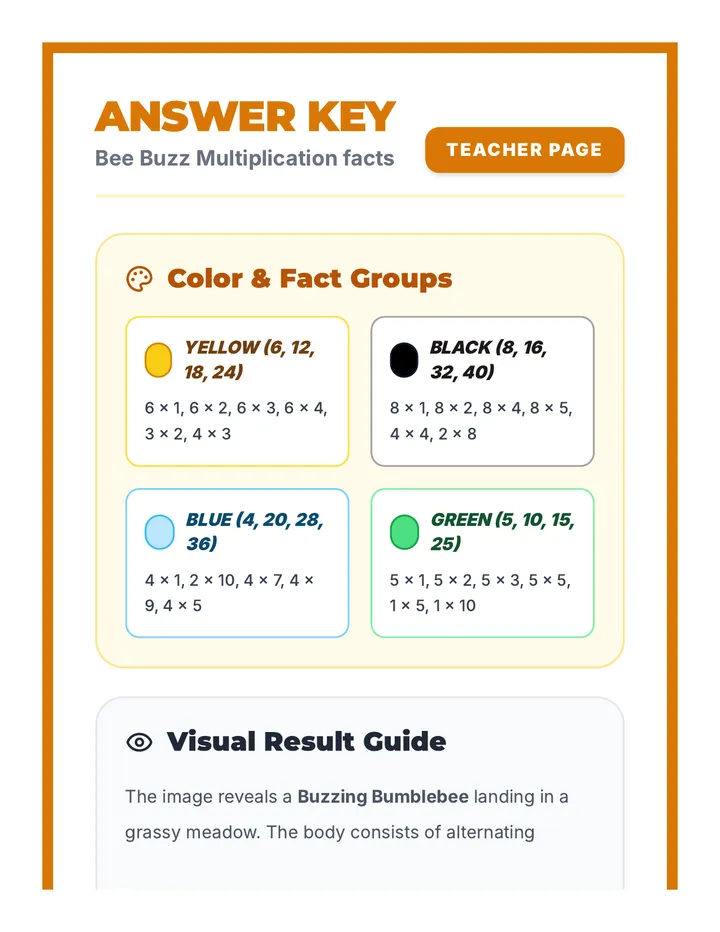 Bee Buzz Answer Key