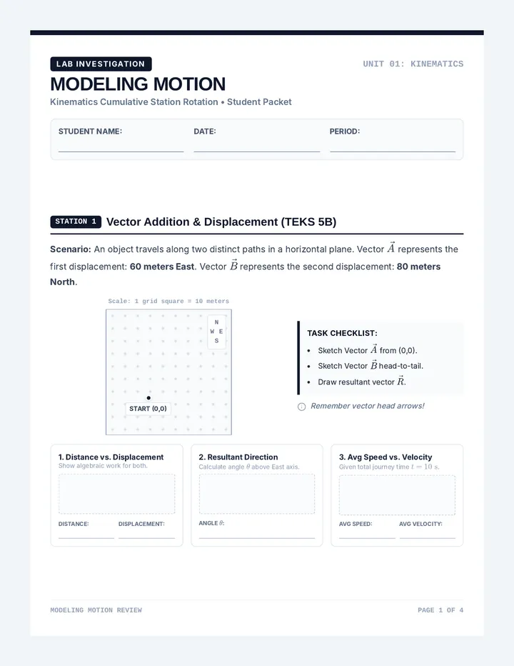 Modeling Motion Student Log