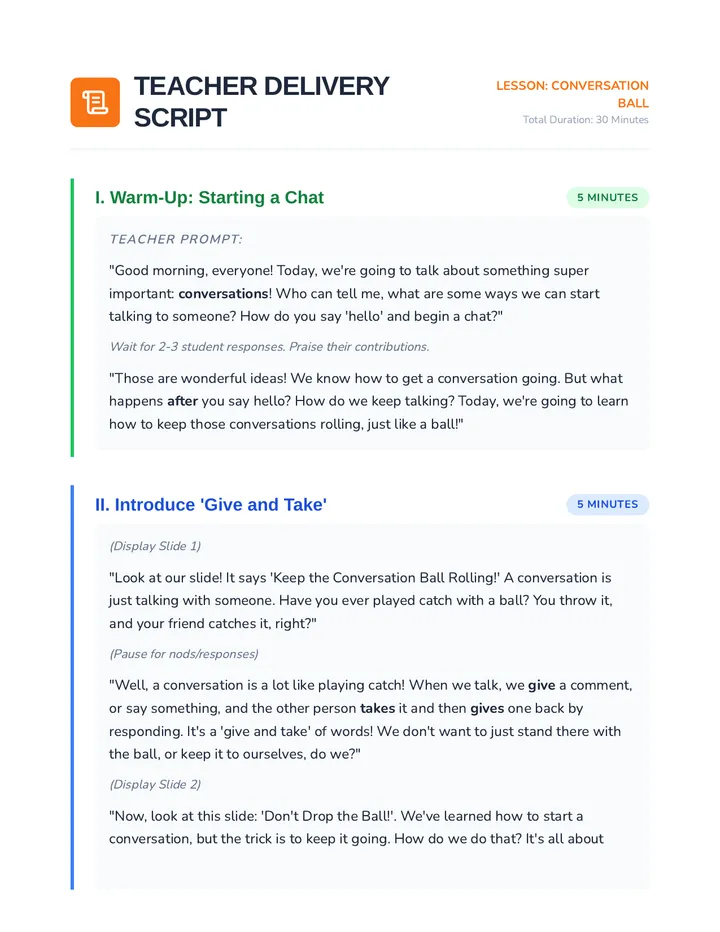 Conversation Ball Script