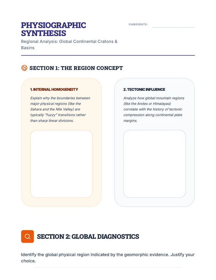 Physiographic Synthesis Worksheet