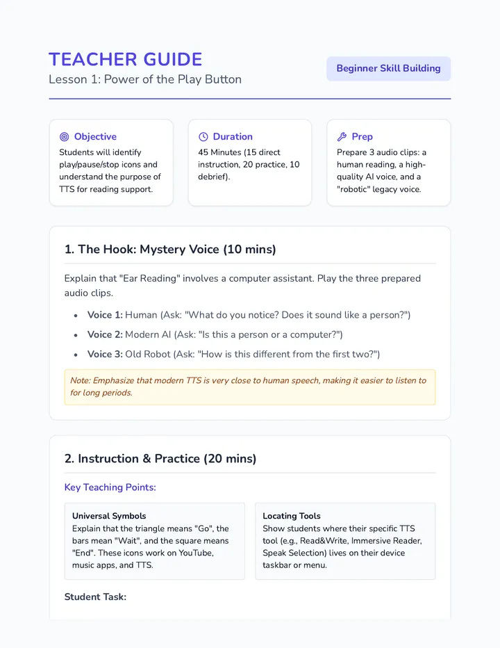 Lesson 1 Teacher Guide