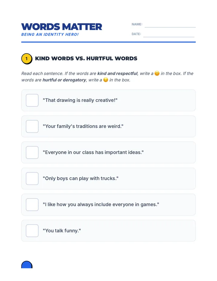 Words Matter Worksheet