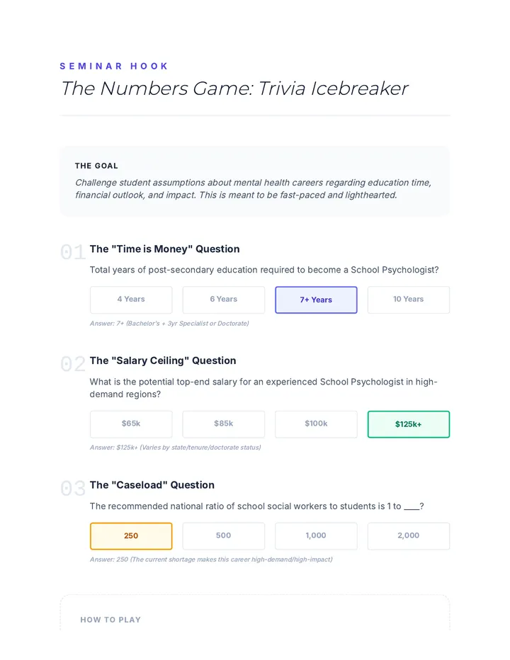 Career Numbers Icebreaker